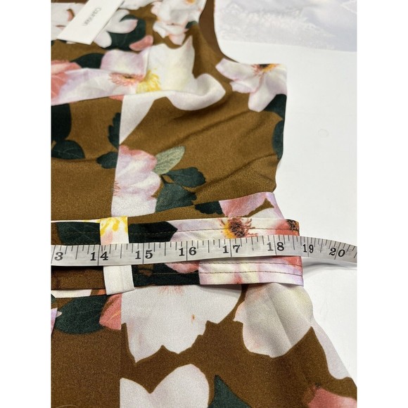 NWT - Calvin Klein Brown Floral Belted Handkerchief Hemline Dress Sz 14 - Picture 8 of 14